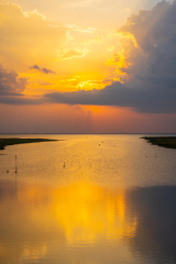 Solnedgang ved Ribe Kammersluse 15. august 2022